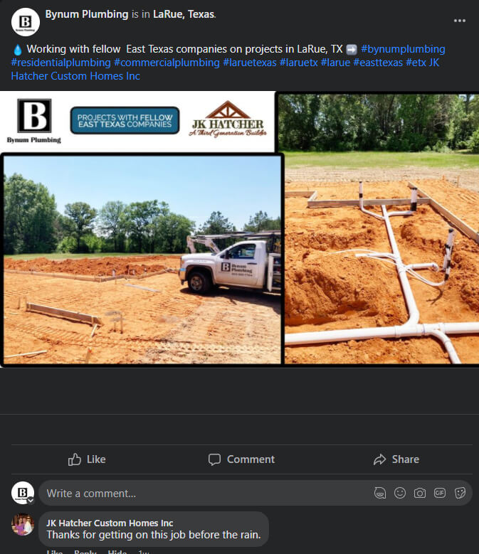 Bynum Plumbing LaRue TX Plumbing Installation April 2023